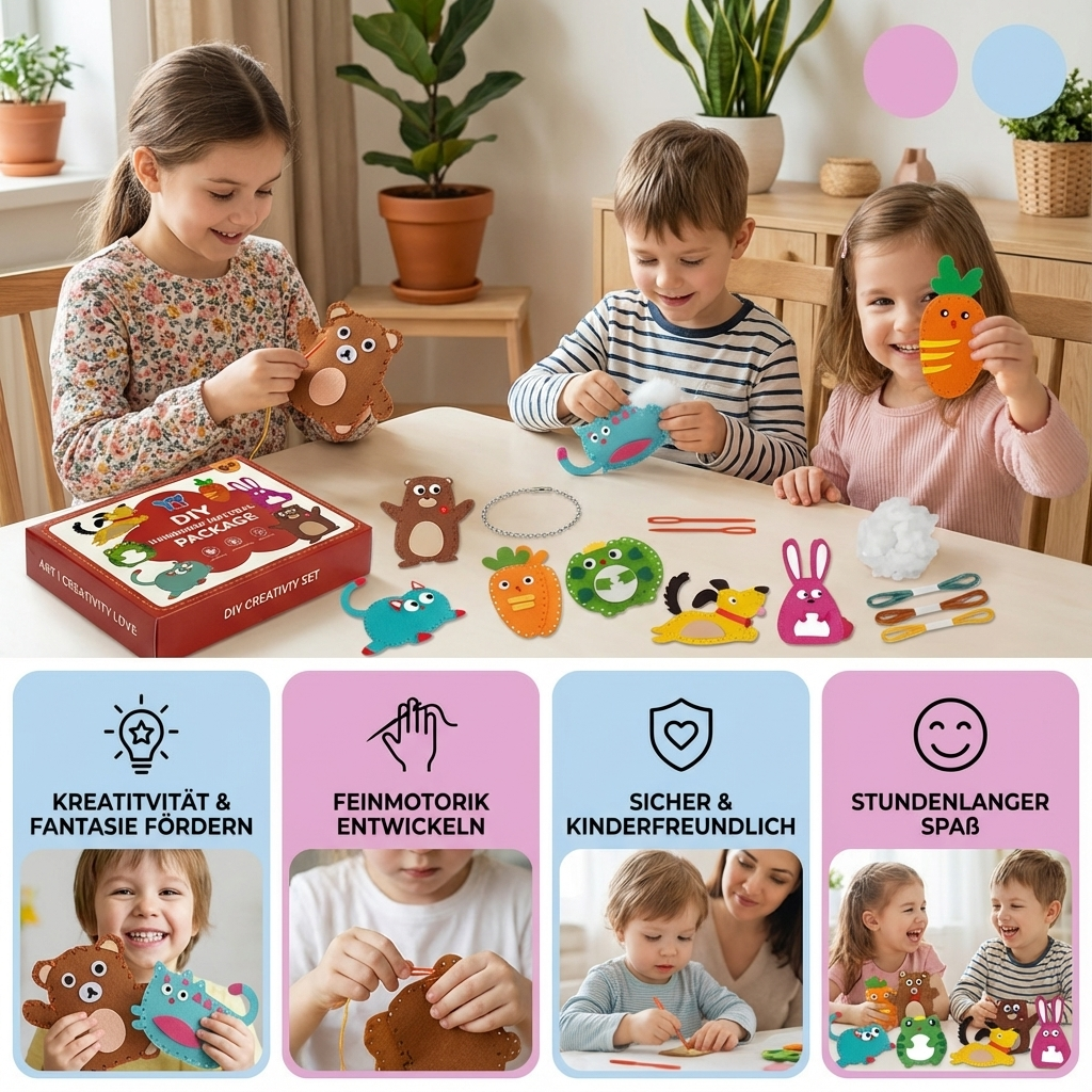 Sicheres Filz Tier Set Zum Selber Nähen