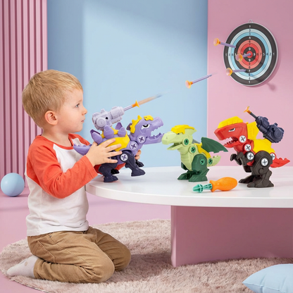 Dinosaurier Schrauben Spielset mit Saugnapf Kanone