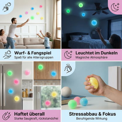 Leuchtende Sticky Bälle – Wurf- & Klebespiel für Wand & Decke