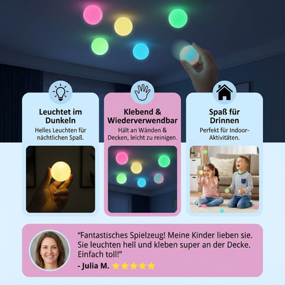 Leuchtende Sticky Bälle – Wurf- & Klebespiel für Wand & Decke