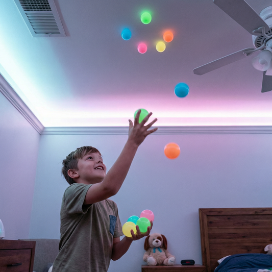 Leuchtende Sticky Bälle – Wurf- & Klebespiel für Wand & Decke