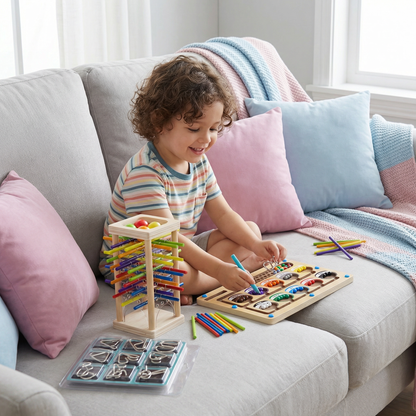 3-Teiliges Montessori Spiel- & Entwicklungs Rätselset für Kinder