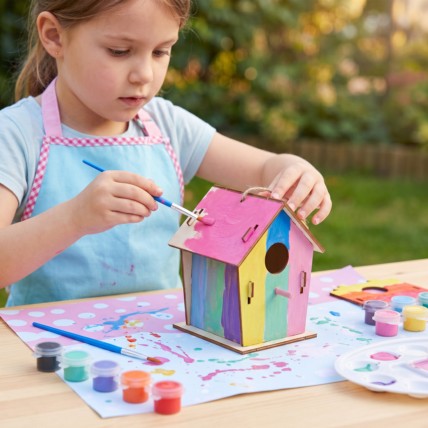 Buntes Vogelhaus Bastel- & Malset für Kinder