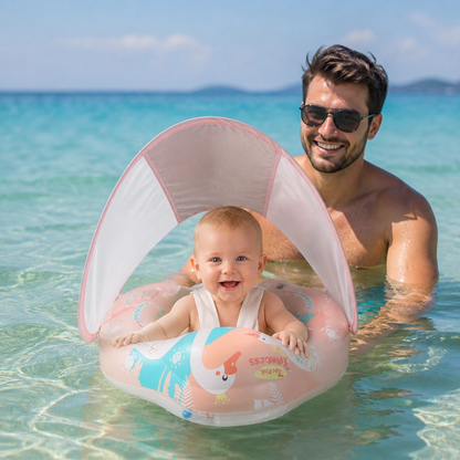 Schwan Baby-Schwimmring mit Sonnendach – Aufblasbarer Sitzring für sicheren Badespaß