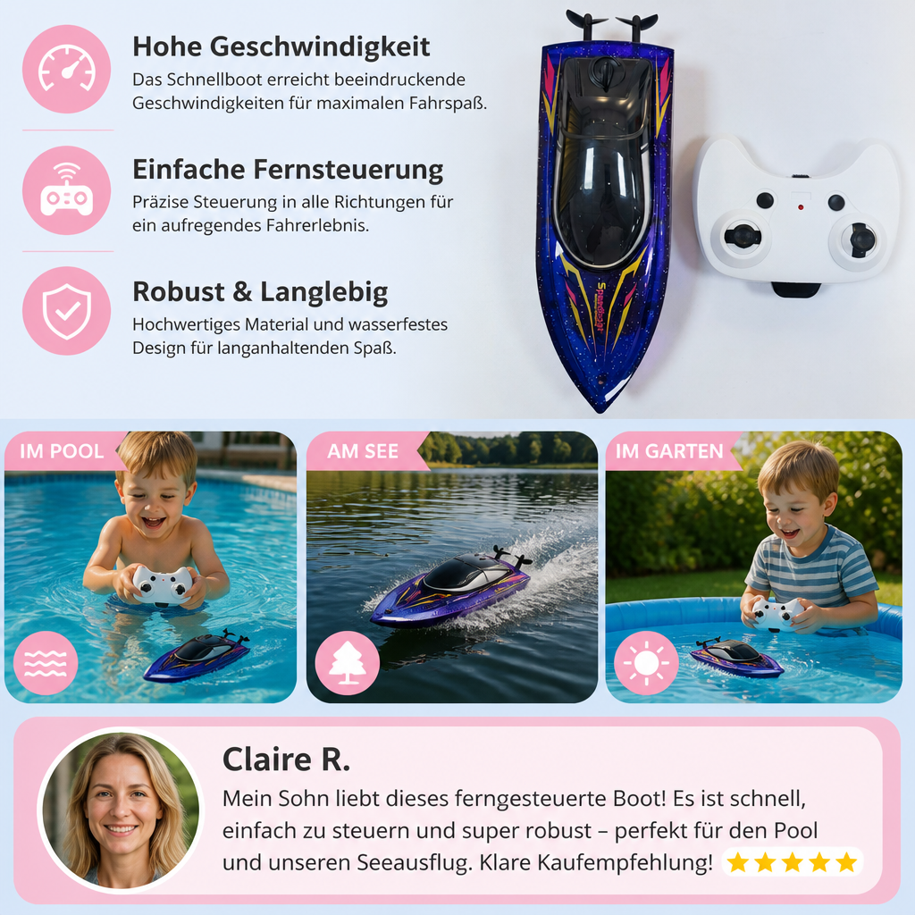 Elektrisches Rennboot für rasanten Wasserspaß im Sommer