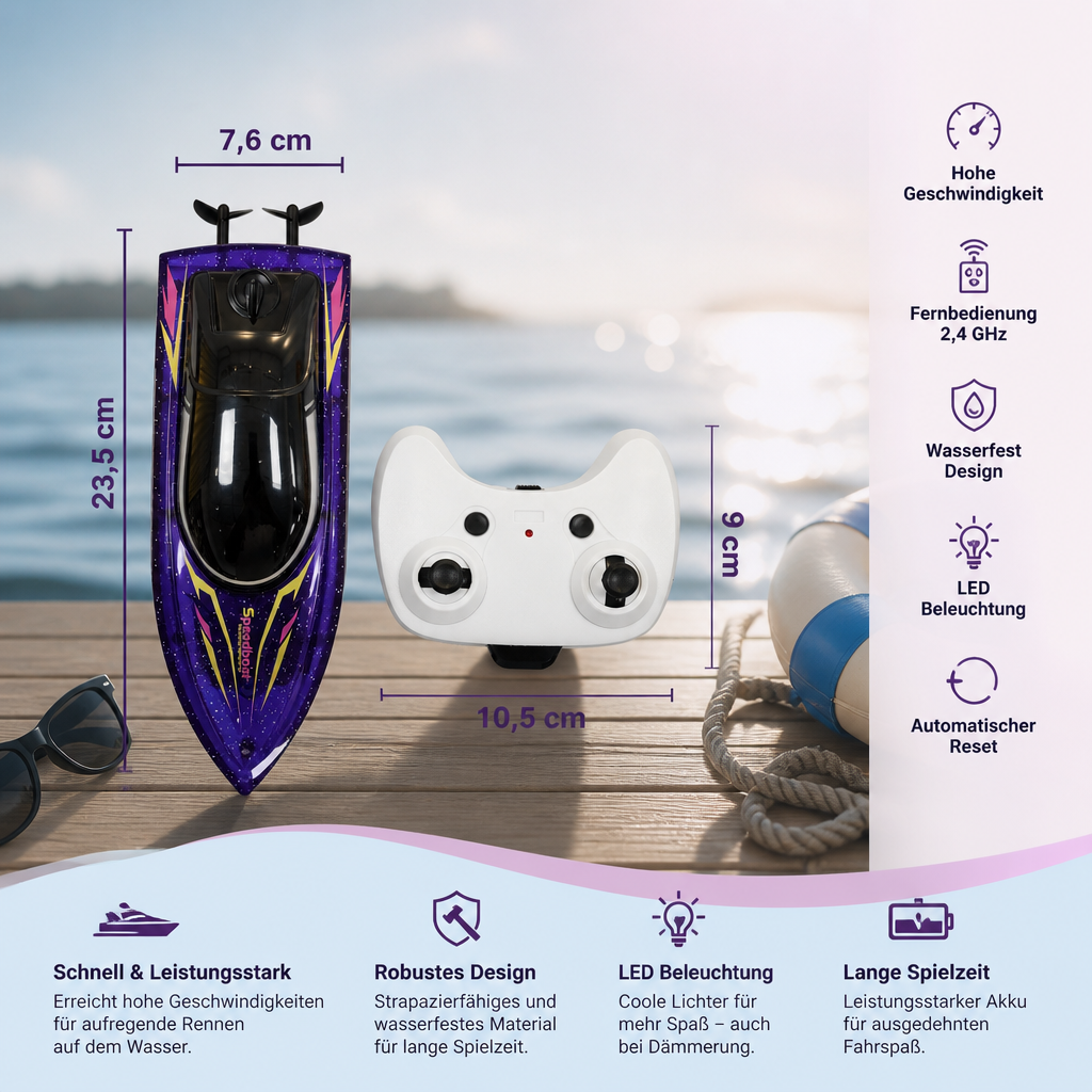 Elektrisches Rennboot für rasanten Wasserspaß im Sommer