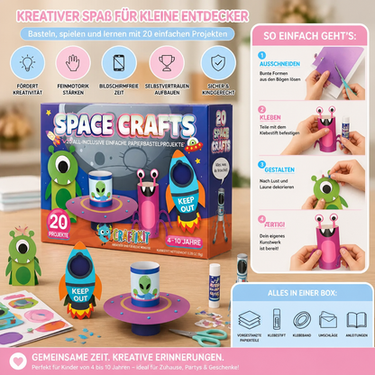 Kinder-Papierbastelbox – 20 einfache DIY-Bastelprojekte für Kinder von 3–10 Jahren mit Klebestift, Klebeband und Umschlägen