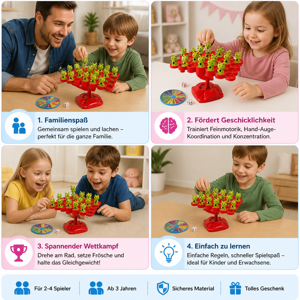 Frosch-Balancebrett – Geschicklichkeitsspiel für die ganze Familie