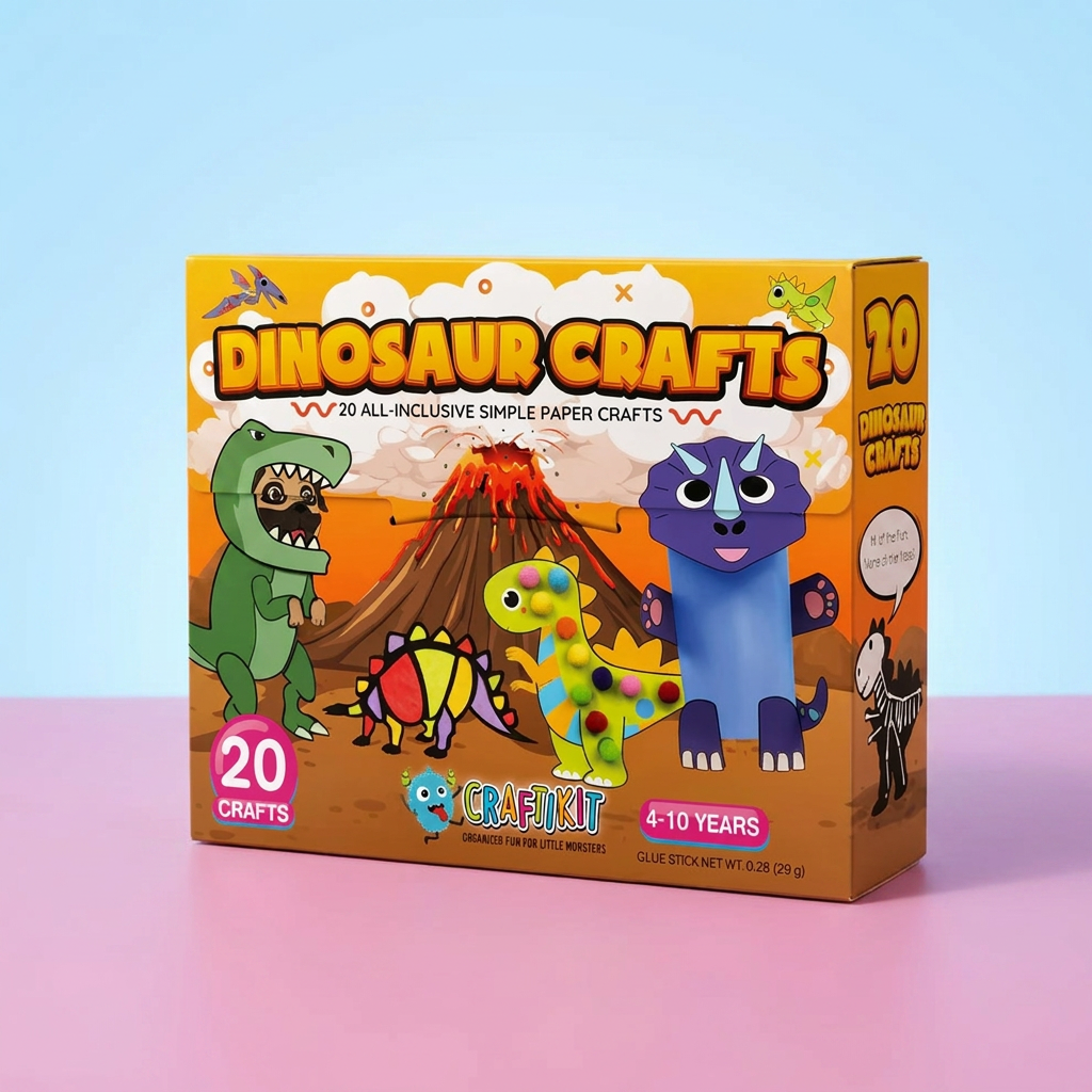 Kinder-Papierbastelbox – 20 einfache DIY-Bastelprojekte für Kinder von 3–10 Jahren mit Klebestift, Klebeband und Umschlägen