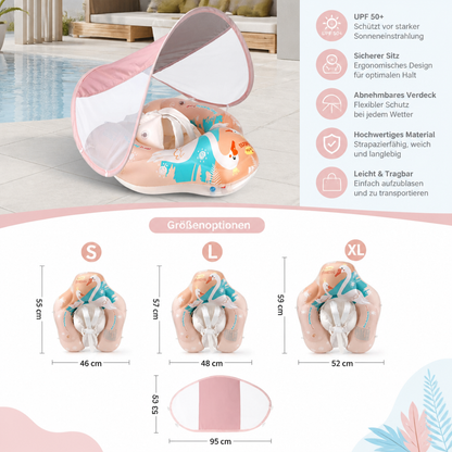 Schwan Baby-Schwimmring mit Sonnendach – Aufblasbarer Sitzring für sicheren Badespaß