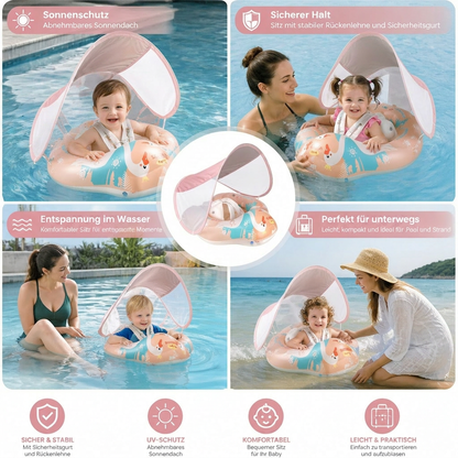 Schwan Baby-Schwimmring mit Sonnendach – Aufblasbarer Sitzring für sicheren Badespaß