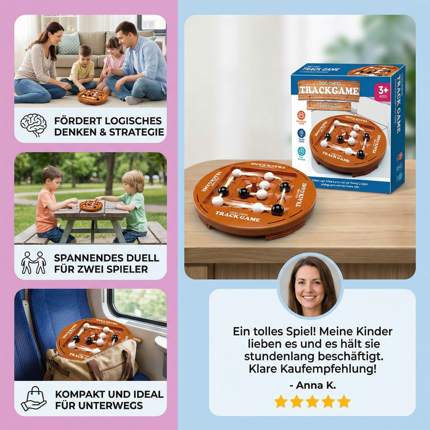 Drehbares Logik-Schachspiel – 4-Gewinnt-Strategie & Denkspiel für Kinder & Familie