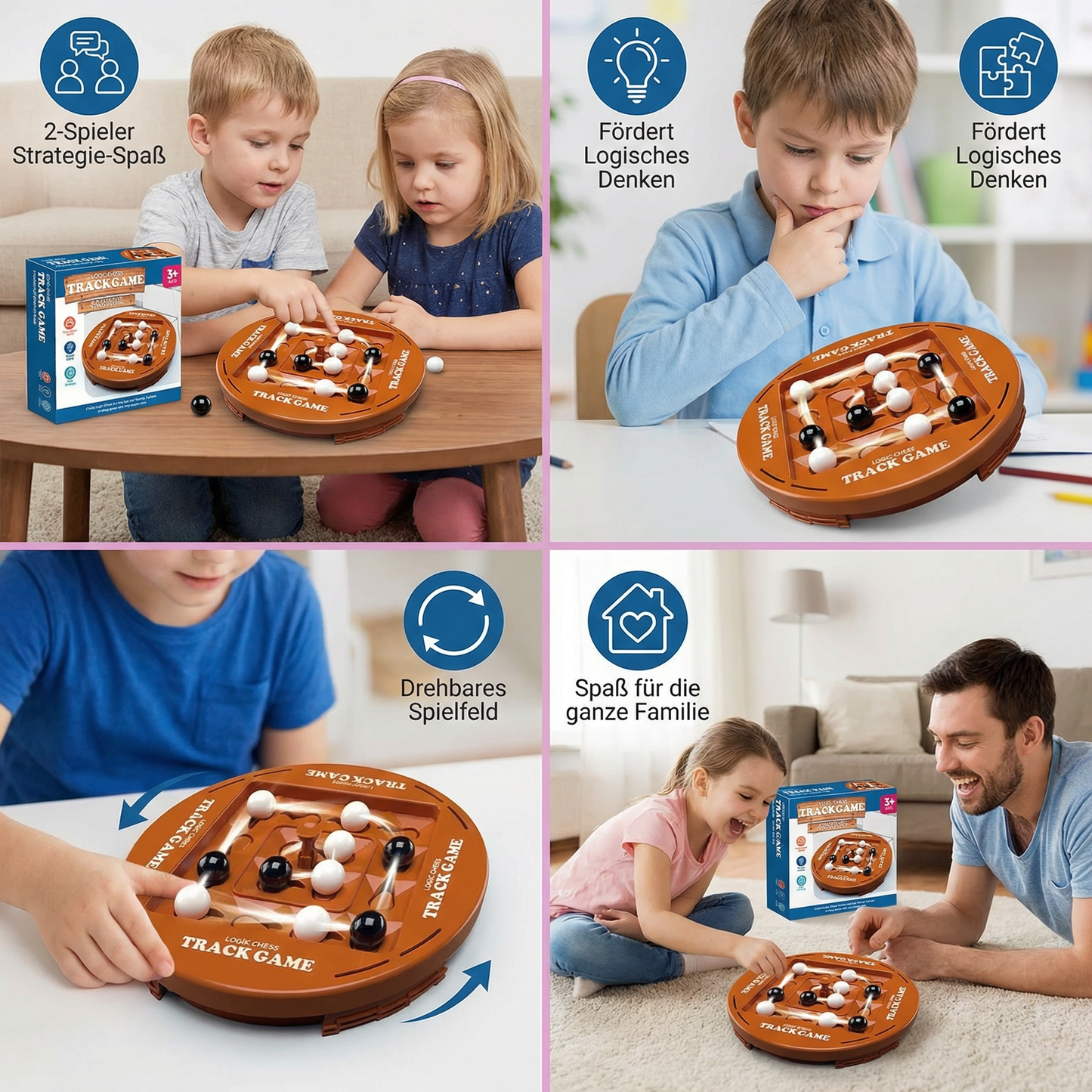 Drehbares Logik-Schachspiel – 4-Gewinnt-Strategie & Denkspiel für Kinder & Familie