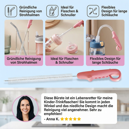 Flexible Strohhalm-Reinigungsbürste – Langer Schlauchreiniger für Flaschen, Schnuller & Trinkbecher