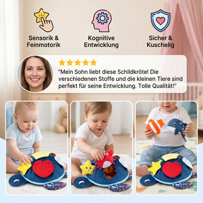 Montessori Schildkröten Entdecker-Spielzeug – Weiches Sensorik-Stoffspiel für Babys