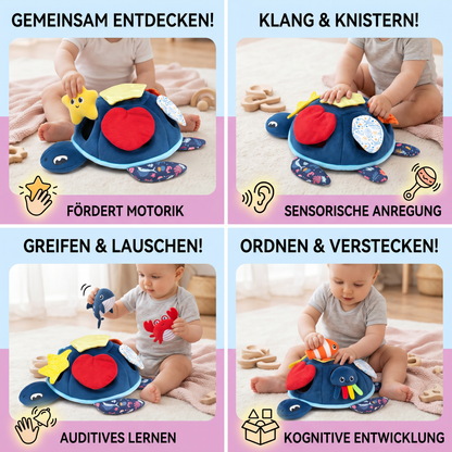 Montessori Schildkröten Entdecker-Spielzeug – Weiches Sensorik-Stoffspiel für Babys