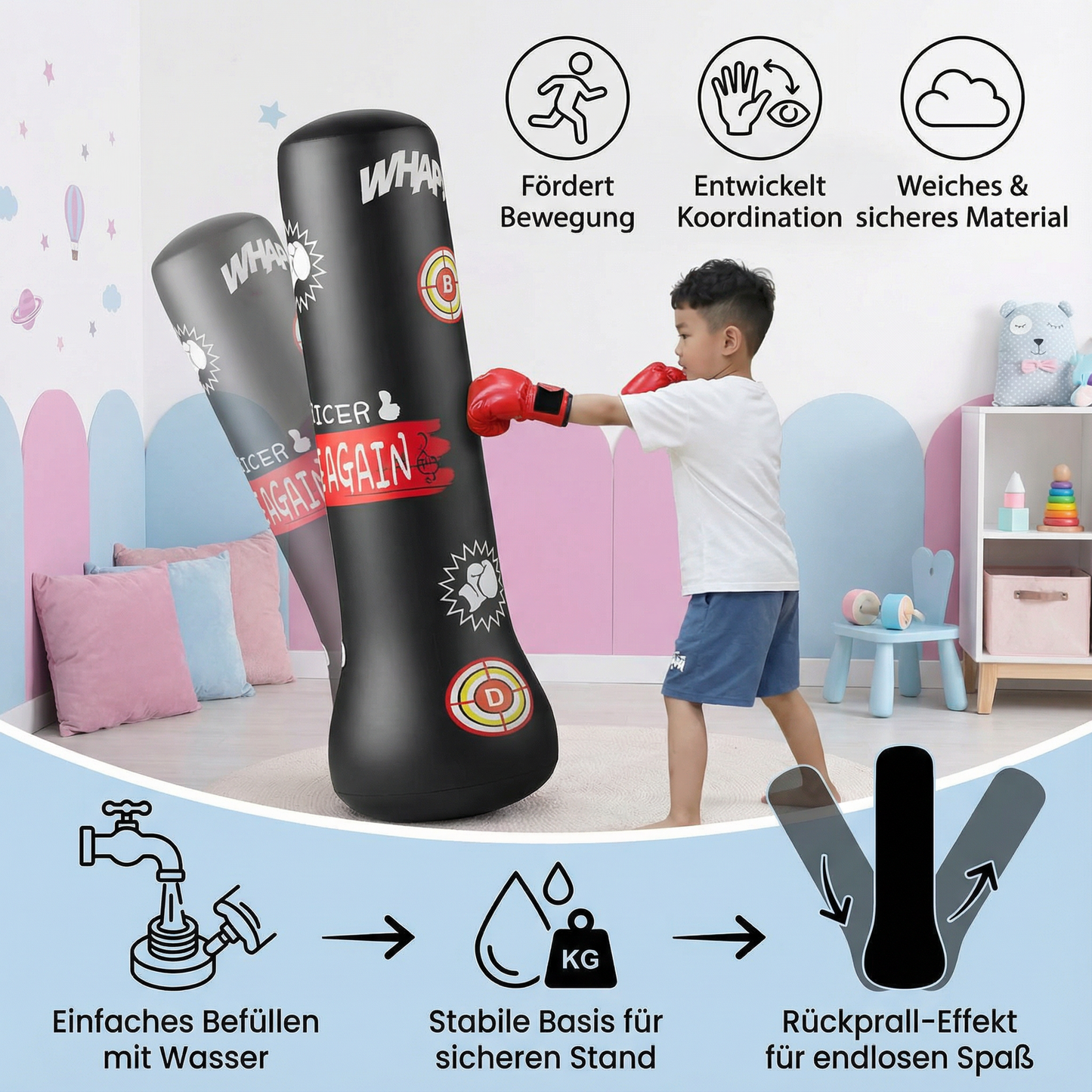 Aufblasbarer Kinder-Boxsack mit Wasserbefüllung