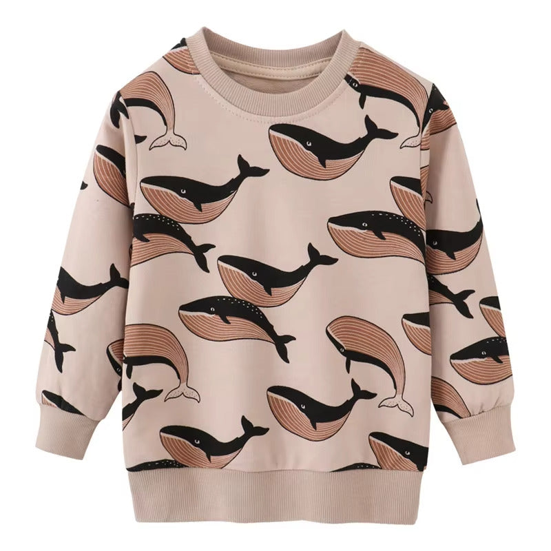 Kuscheliger Herbst-Pullover – Kinder-Sweatshirt mit Wal-Muster