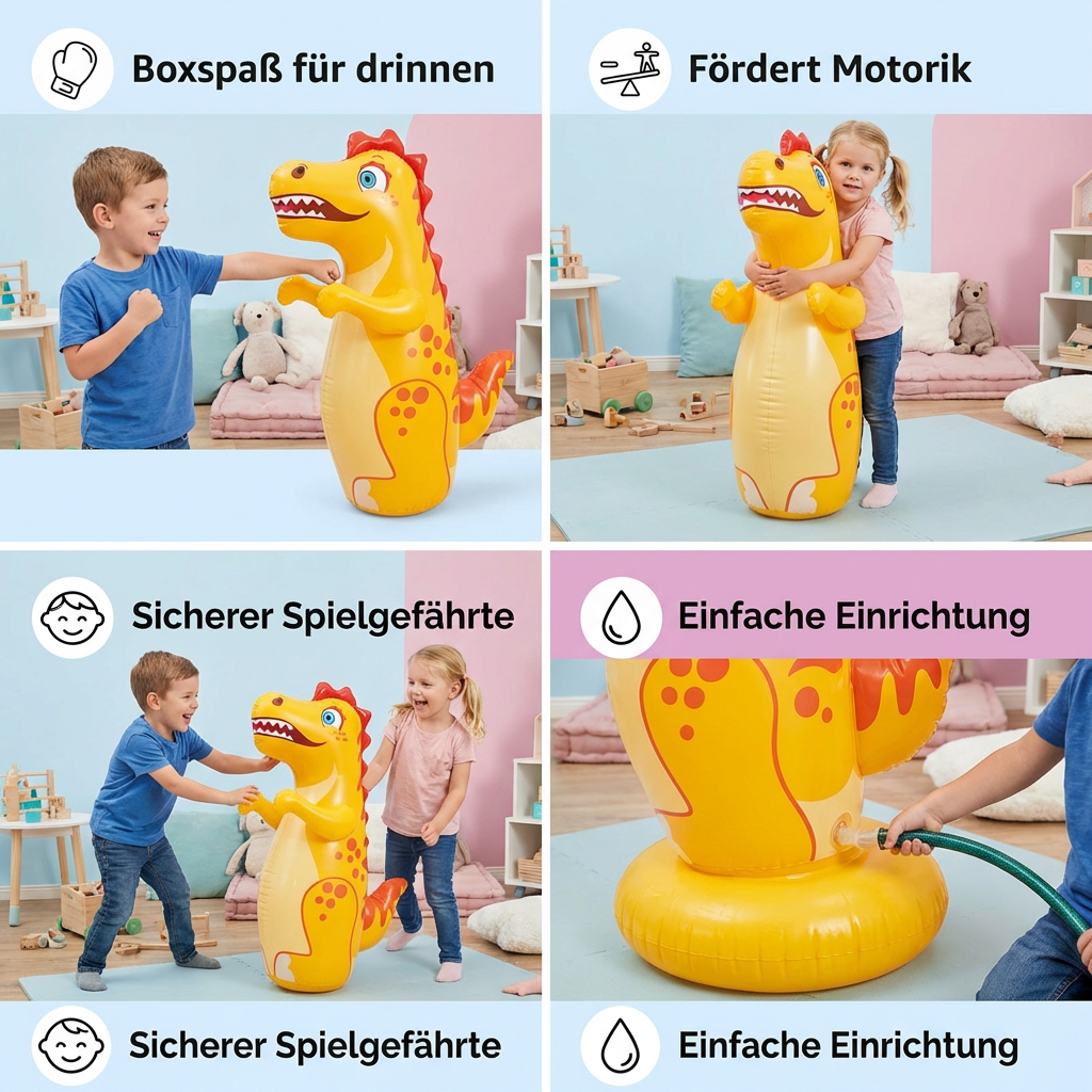 Aufblasbarer Kinder-Boxsack im Tierdesign mit befüllbarer Wasserbasis