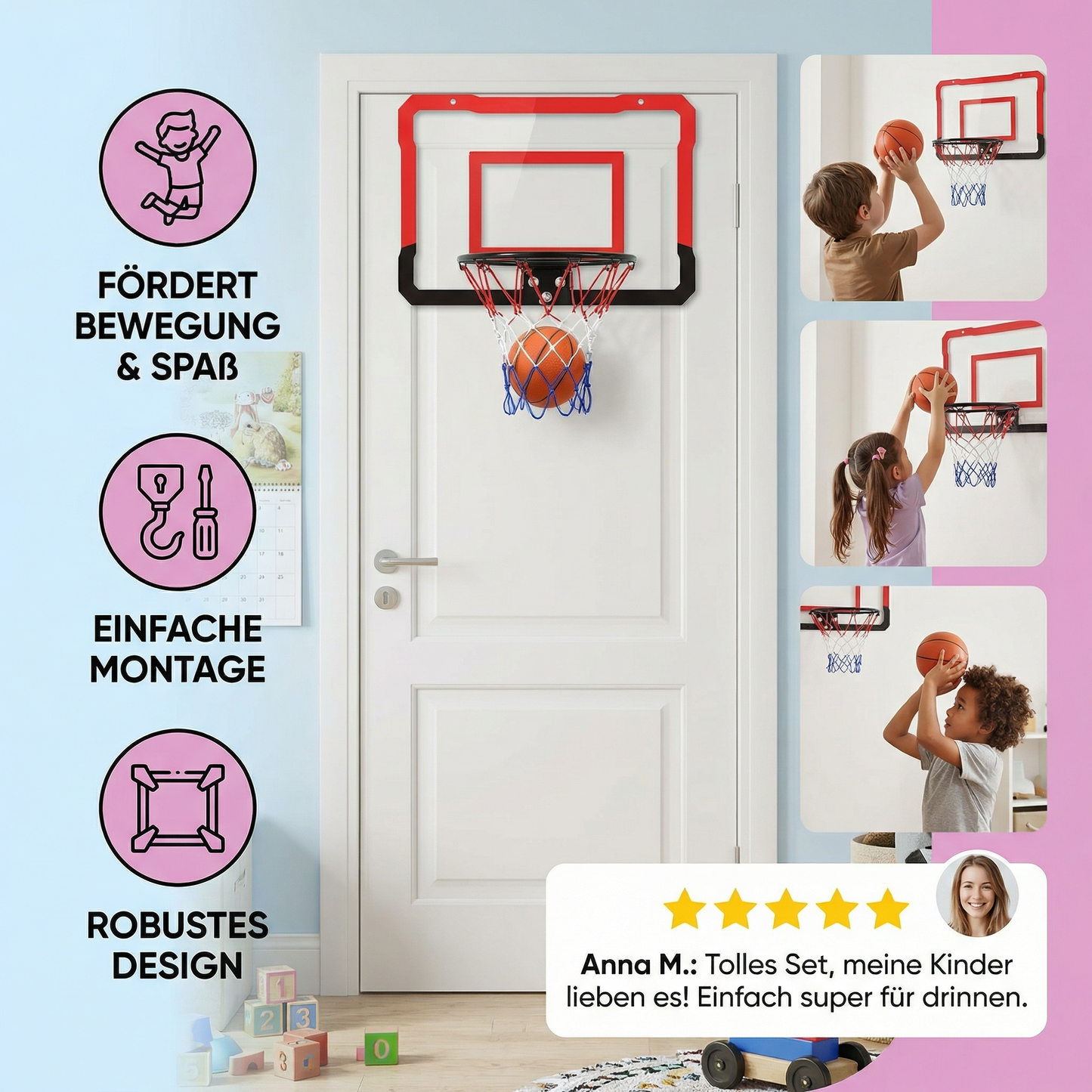 Mini Basketballkorb für Kinder – Wand- & Türkorb Set für Zuhause