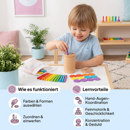 Montessori Holzspielzeug für Kinder – Farb- & Formensortier Lernspiel