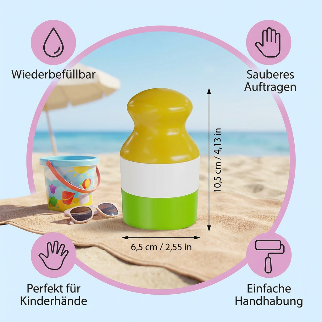 Wiederbefüllbarer Sonnencreme Roller für Kinder – Sauberes & einfaches Auftragen