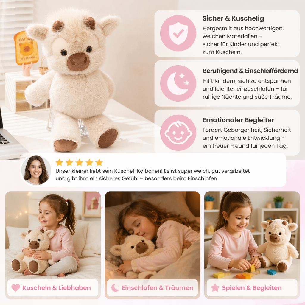 Laufendes Kälbchen - Weiches Cartoon-Plüschtier & Beruhigungshelfer für Kinder