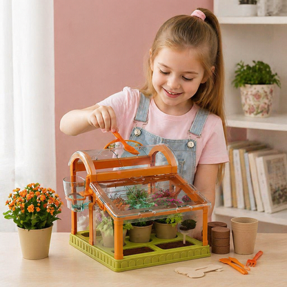 LED Kinder-Gewächshaus aus Acryl – Indoor Pflanzset für spielerisches Lernen & Pflanzenzucht