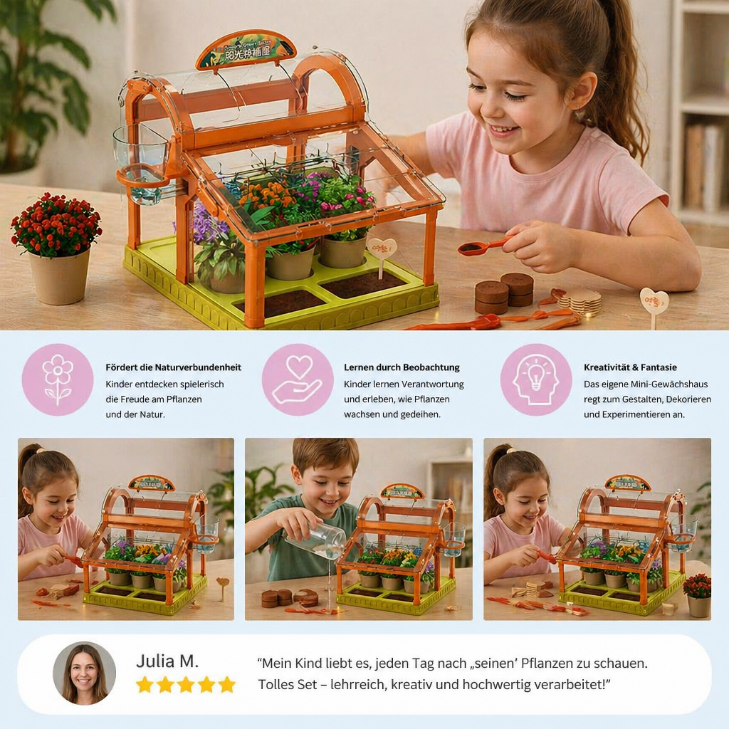 LED Kinder-Gewächshaus aus Acryl – Indoor Pflanzset für spielerisches Lernen & Pflanzenzucht