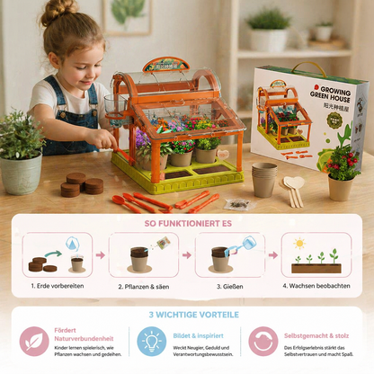 LED Kinder-Gewächshaus aus Acryl – Indoor Pflanzset für spielerisches Lernen & Pflanzenzucht