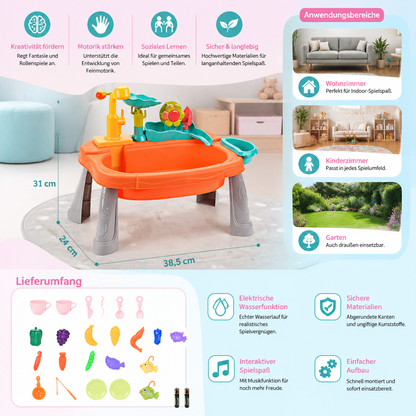 Ergonomisch Erhöhte Kinder-Spielküche mit elektrischer Wasserfunktion