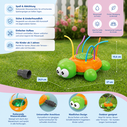 Schildkröten Wasser-Sprinkler – Rotierender Gartenspaß für Kinder an heißen Sommertagen