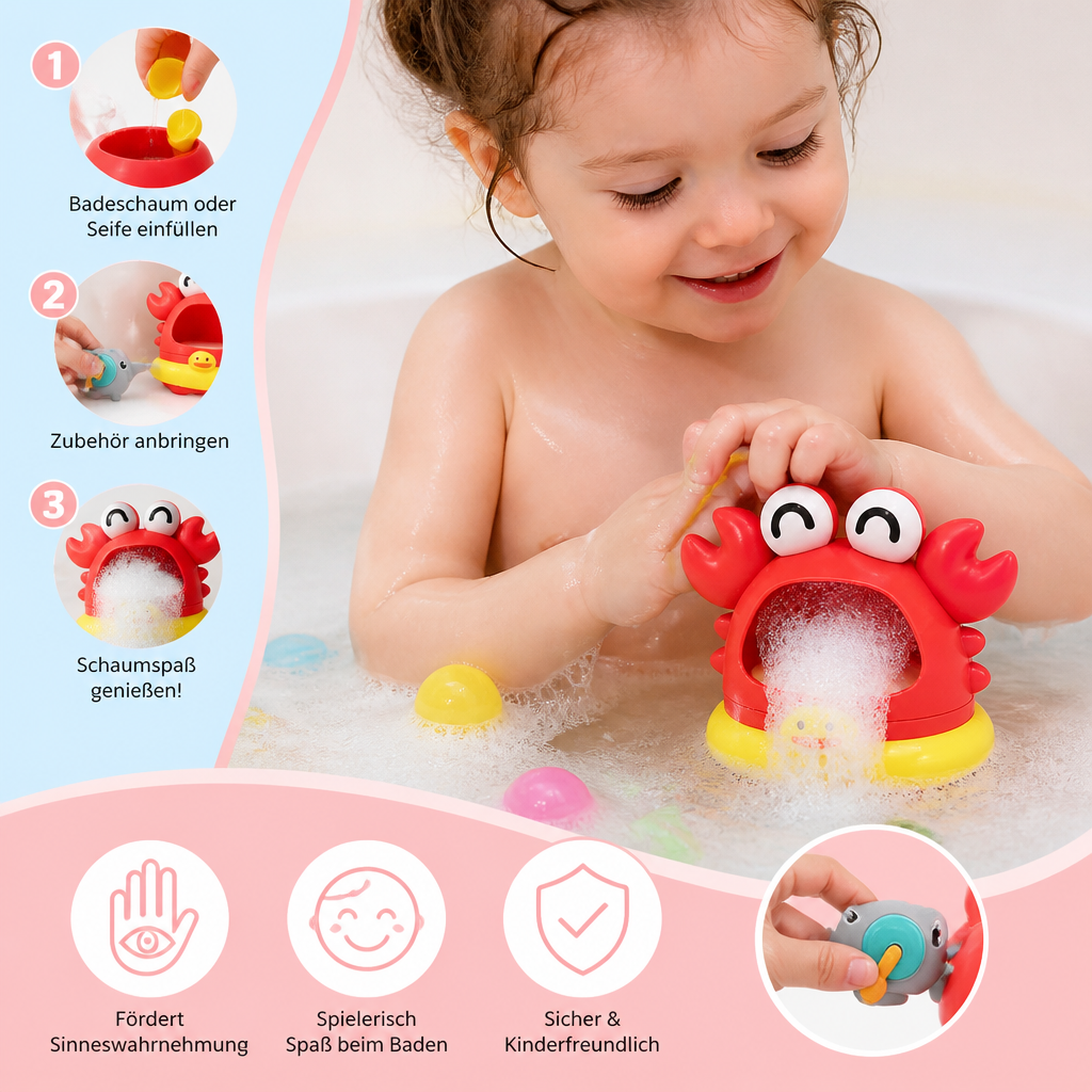 Niedliches Seifenblasen-Badespielzeug für Kinder – Automatischer Schaummacher für Wasser- & Badespaß