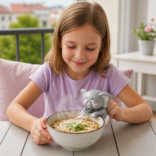 Tasse mit niedlichen Tiermotiven und Kühlventilator