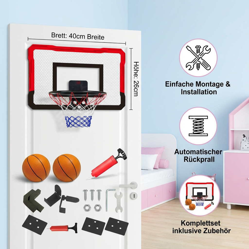 Mini Basketballkorb für Kinder – Wand- & Türkorb Set für Zuhause
