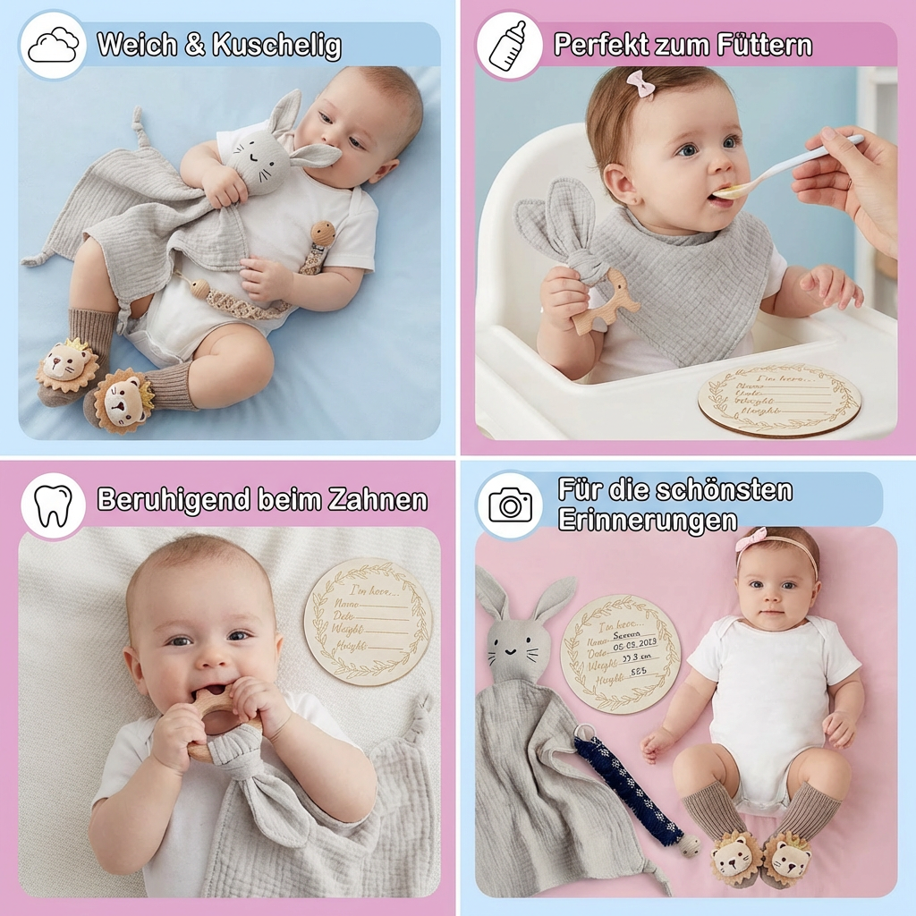 6-Teiliges Neugeborenen Geschenkbox Set  – Baby Erstausstattung