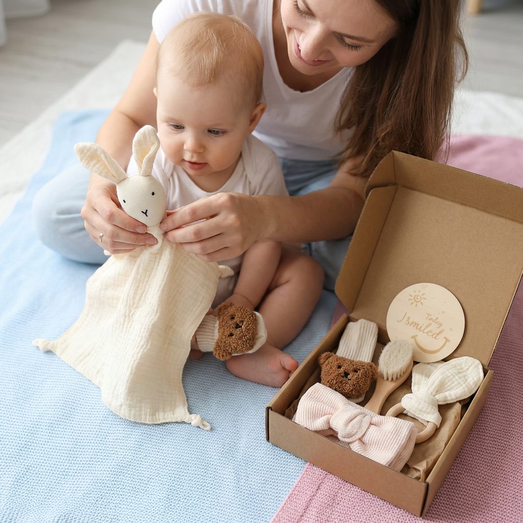 6-Teiliges Neugeborenen Geschenkbox Set  – Baby Erstausstattung