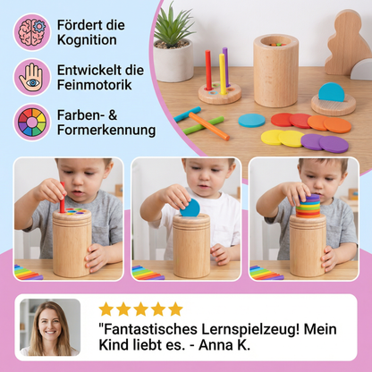 Montessori Holzspielzeug für Kinder – Farb- & Formensortier Lernspiel