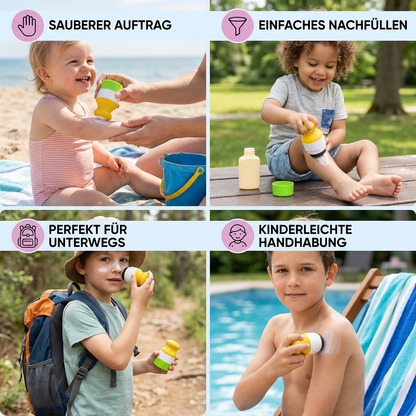 Wiederbefüllbarer Sonnencreme Roller für Kinder – Sauberes & einfaches Auftragen