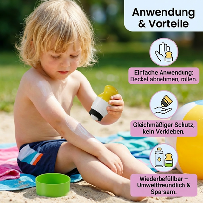 Wiederbefüllbarer Sonnencreme Roller für Kinder – Sauberes & einfaches Auftragen