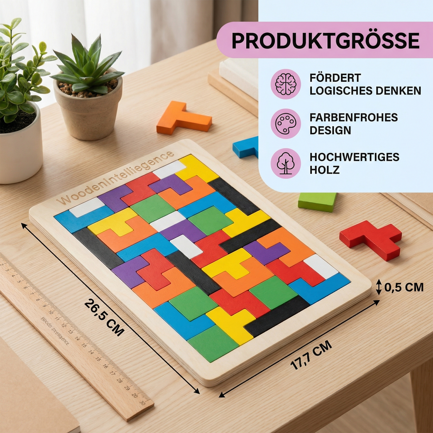 Pädagogisches Holz Tangram Puzzle – Farbenfrohes Montessori Lernspiel für Kinder