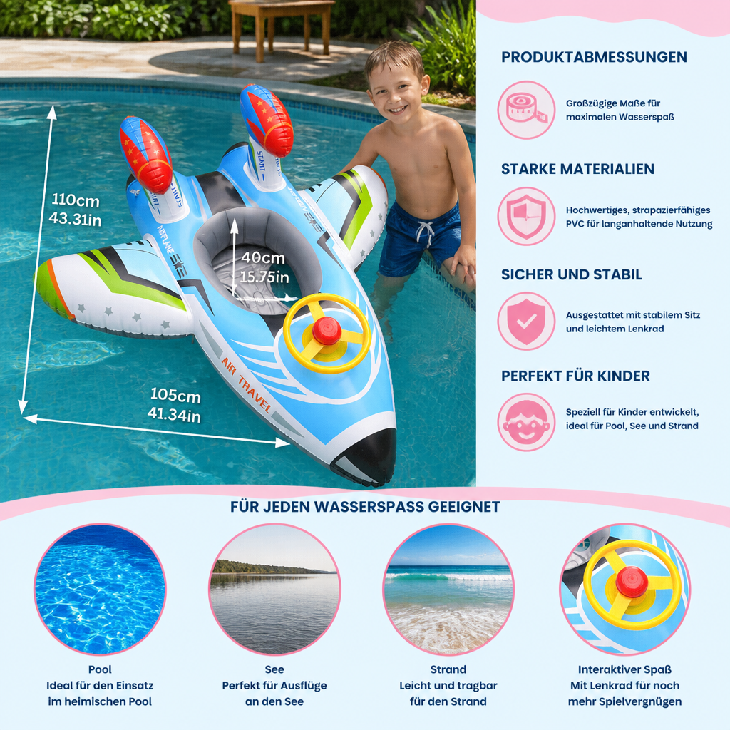 Aufblasbarer Düsenjet Pool Float mit Sitz & Lenkrad