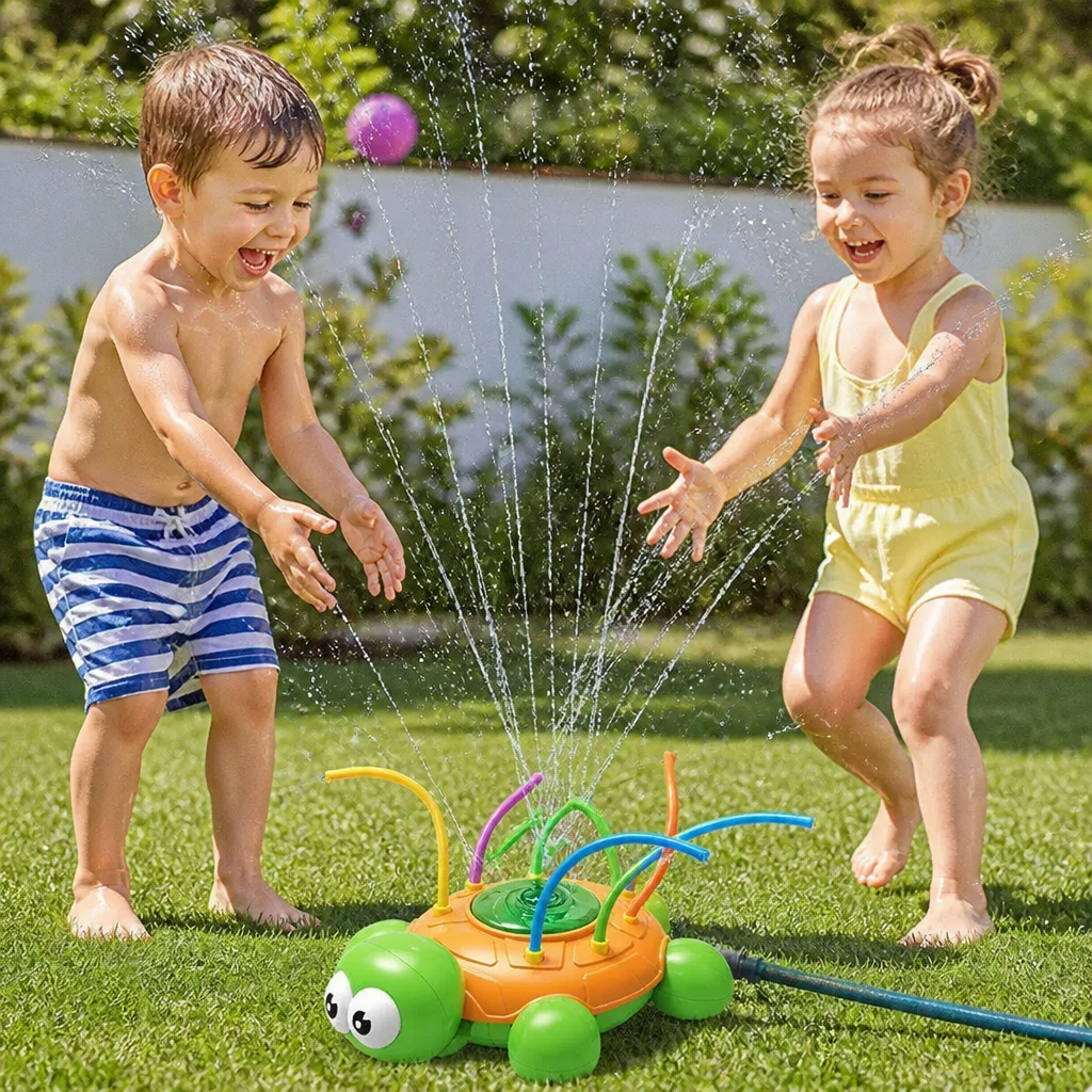 Schildkröten Wasser-Sprinkler – Rotierender Gartenspaß für Kinder an heißen Sommertagen