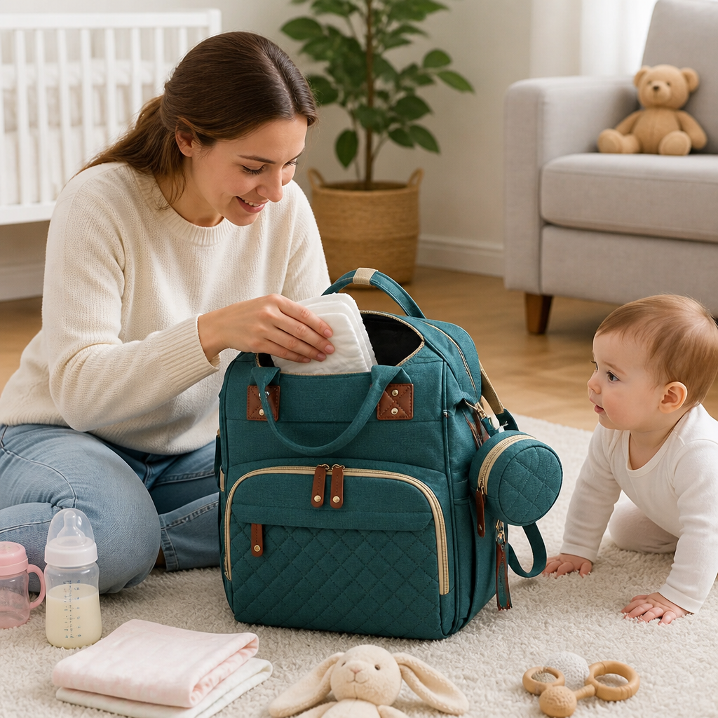 3-in-1 Reise Wickelrucksack mit faltbarem Babybett - Perfekt für Unterwegs!