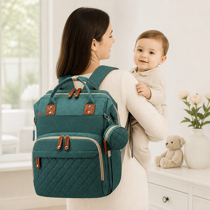 3-in-1 Reise Wickelrucksack mit faltbarem Babybett - Perfekt für Unterwegs!