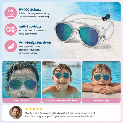 Pro Aviator Schwimmbrille – UV400 Schutz, Anti-Beschlag & Vollflächige Komfort-Passform