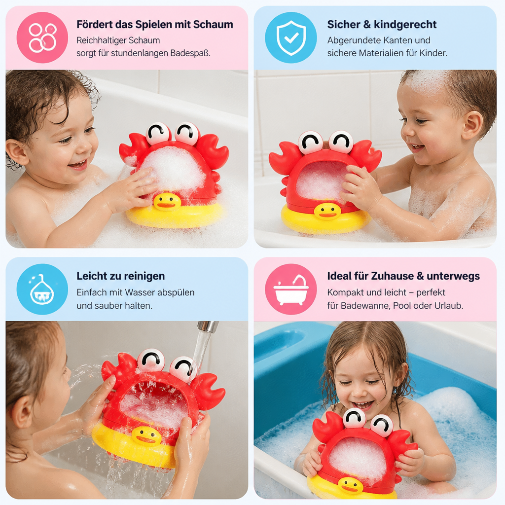 Niedliches Seifenblasen-Badespielzeug für Kinder – Automatischer Schaummacher für Wasser- & Badespaß