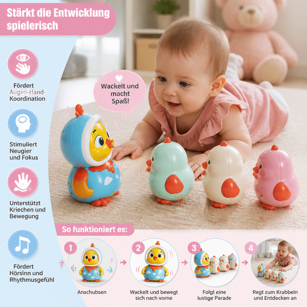 Wackelndes Huhn-Bauchlage-Spielzeug