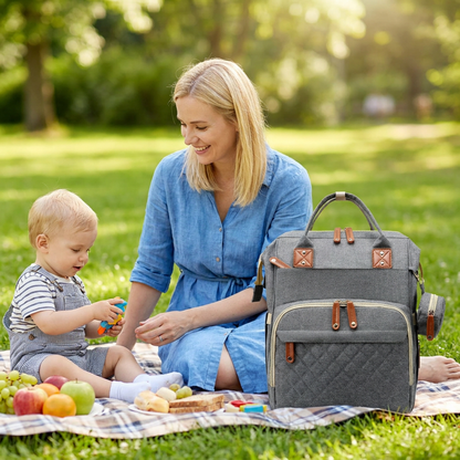 3-in-1 Reise Wickelrucksack mit faltbarem Babybett - Perfekt für Unterwegs!