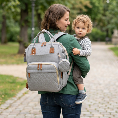 3-in-1 Reise Wickelrucksack mit faltbarem Babybett - Perfekt für Unterwegs!